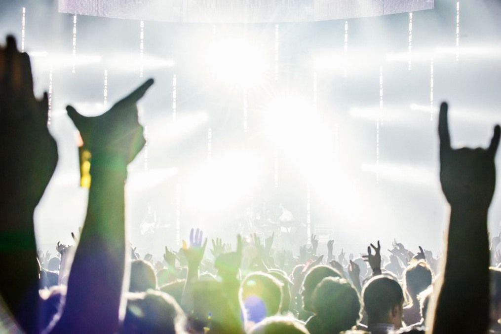 Enthusiastic fans at a thrash metal show in Finland