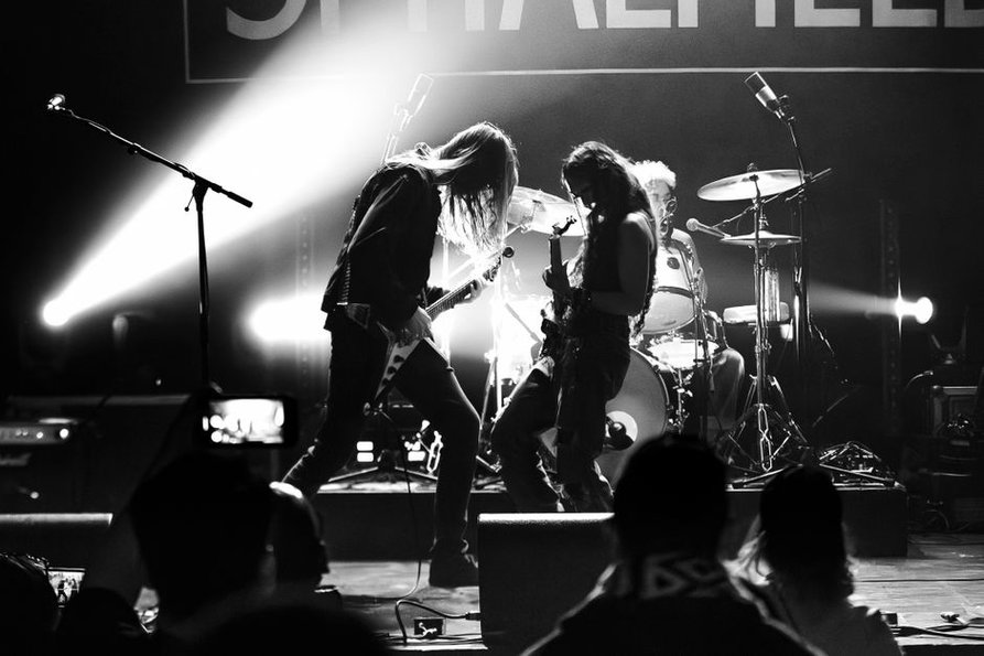 Finnish thrash metal band on stage