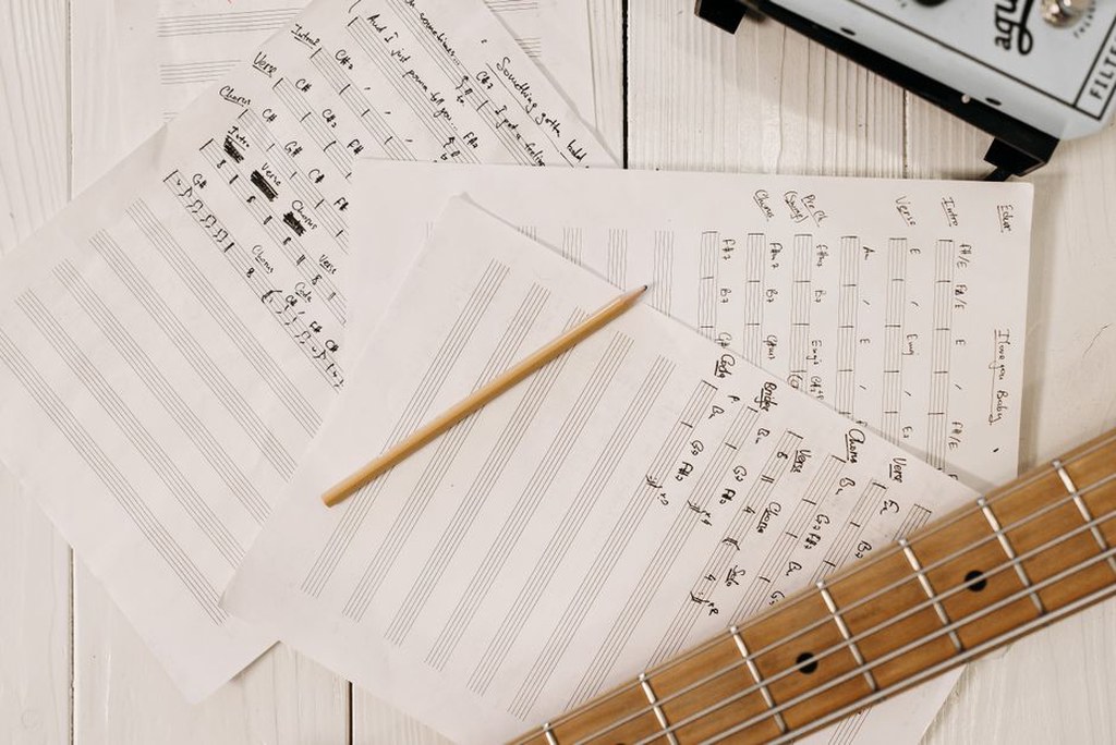 Music sheets with thrash metal notations