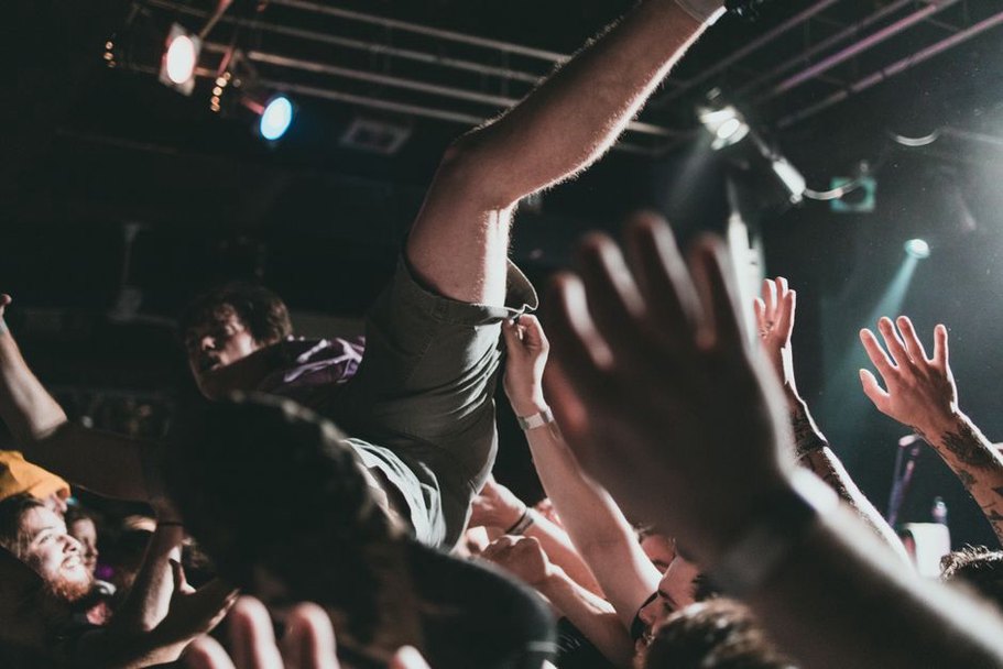 Audience movement in a packed metal club