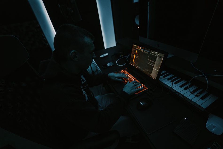 Guitar tracks open on a home-recording computer