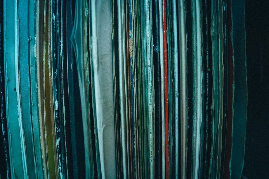 Worn sleeves from a heavy metal collection