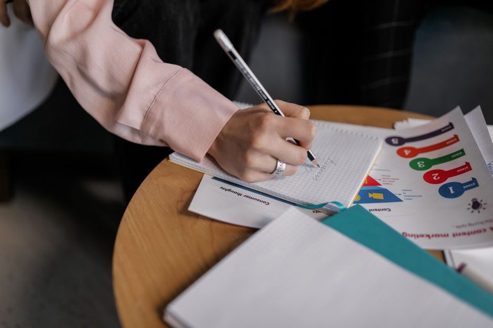 Sleeve details being checked against handwritten notes